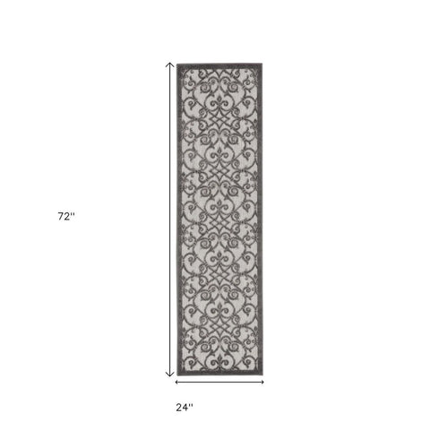 Gray and Charcoal Indoor Outdoor Runner Rug
